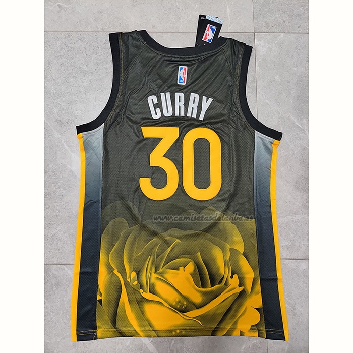 Camiseta Golden State Warriors Stephen Curry NO 30 Ciudad 2022-23 Negro